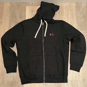 Polo Ralph Lauren Fleece Full Zip Hoodie Black with Red Pony Size Medium